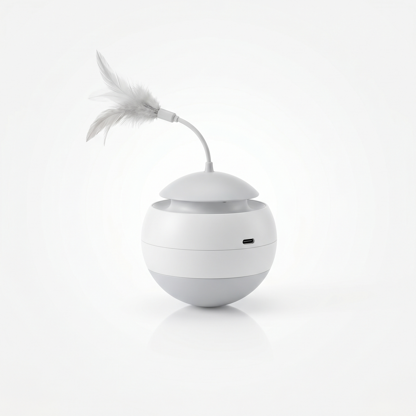 Selbstdrehender Katzen-Ball mit Feder – interaktives Spielzeug, USB