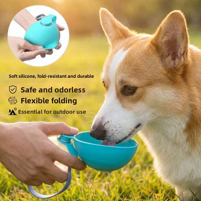Tragbare Edelstahl Hundetrinkflasche 285ml mit Integrierter Silikonschale