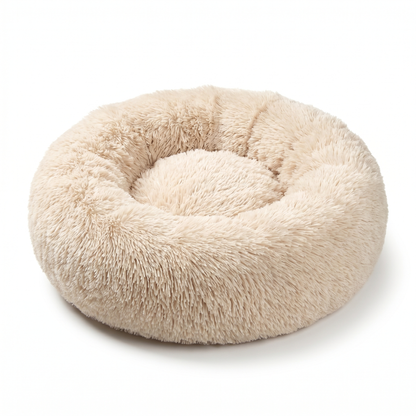 Flauschiges Donut-Kuschelbett in Creme – Produktansicht