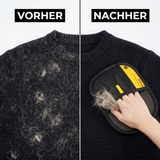 Vorher Nachher Tierhaare auf Kleidung mit Handschuh entfernt